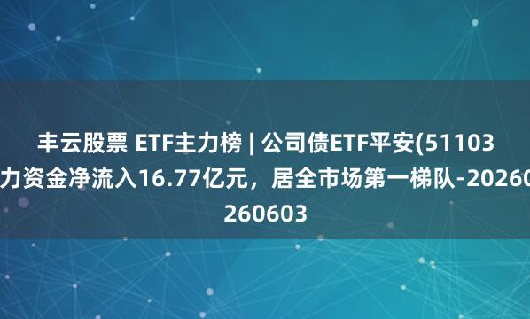 丰云股票 ETF主力榜 | 公司债ETF平安(511030)主力资金净流入16.77亿元，居全市场第一梯队-20260603